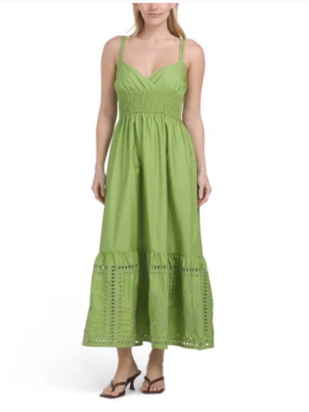 CALYPSO ST. BARTH Sleeveless Embroidered Eyelet Green Maxi Dress large